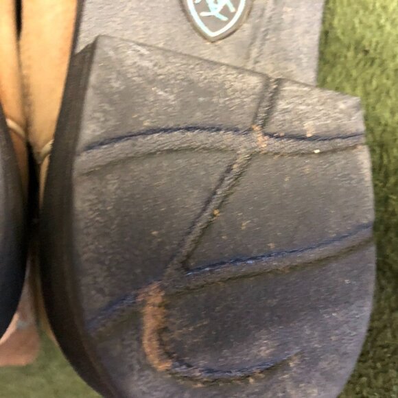 Ariat Womens Fatbaby Heritage Western Cowboy Boots 10B Suede Tan Blue Pull On - Picture 16 of 16